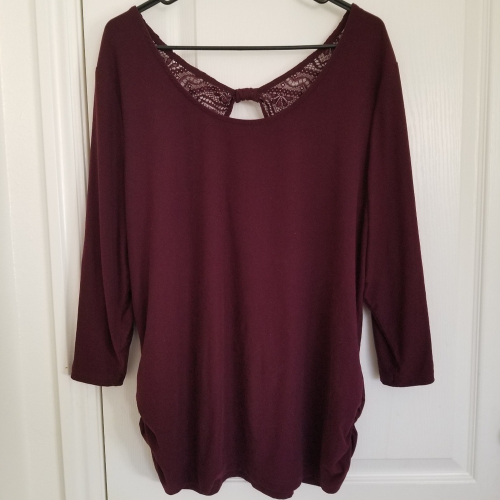 Maroon Shirt with lace detail